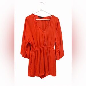 one clothing Bright Orange V-Neck Tunic Romper